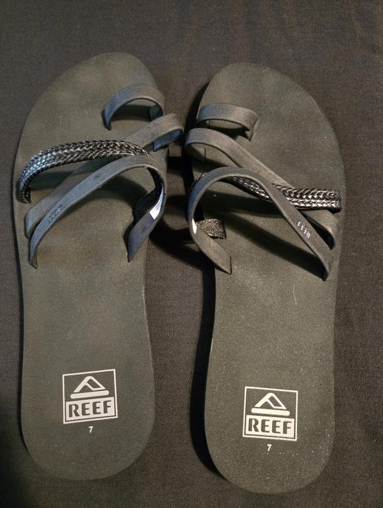 Reef Shoes - Reef Black Braided-Strap Women's Flip Flops